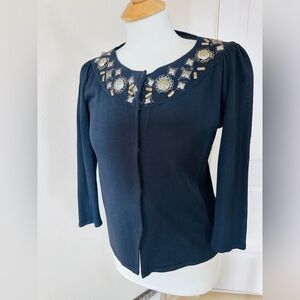 Joseph A Embellished Black Cardigan | Elegant Boho Luxe Statement Knit